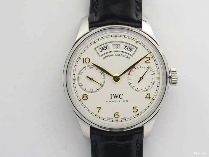 MIROTIME 0513 Portuguese Real PR Real Annual Calendar IW5035 YLF 1:1 Best Edition White Dial On Leather Strap A Refined 7243